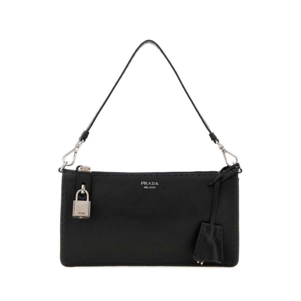 Prada Men Black Leather Card Holder